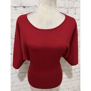 Ann Taylor Loft Red Wool Blend Sweater Top Blouse Short Sleeve Size XS